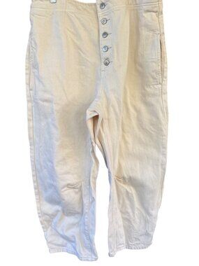We The Free People Osaka Mid Rise Barrel Pants Cream Boho Hobo Lagenlook 32